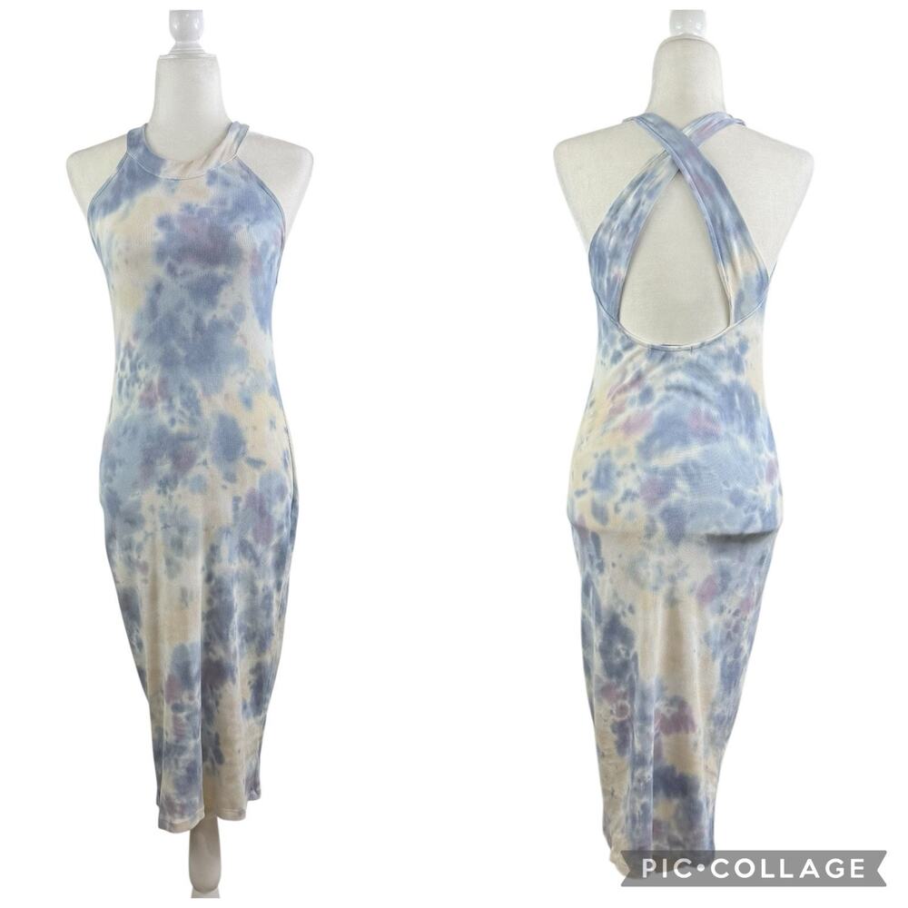 Young Fabulous and Broke Pastel Tie Dye Crossback Midi Dress Small Ribbed Hippie